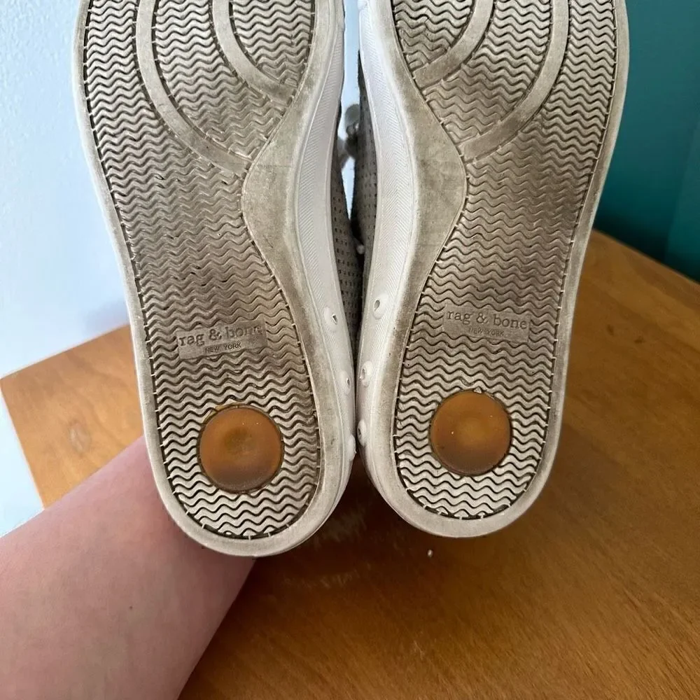 Rag & Bone Women’s Standard Issue Perforated Grey Suede Leather Low Top Sneaker